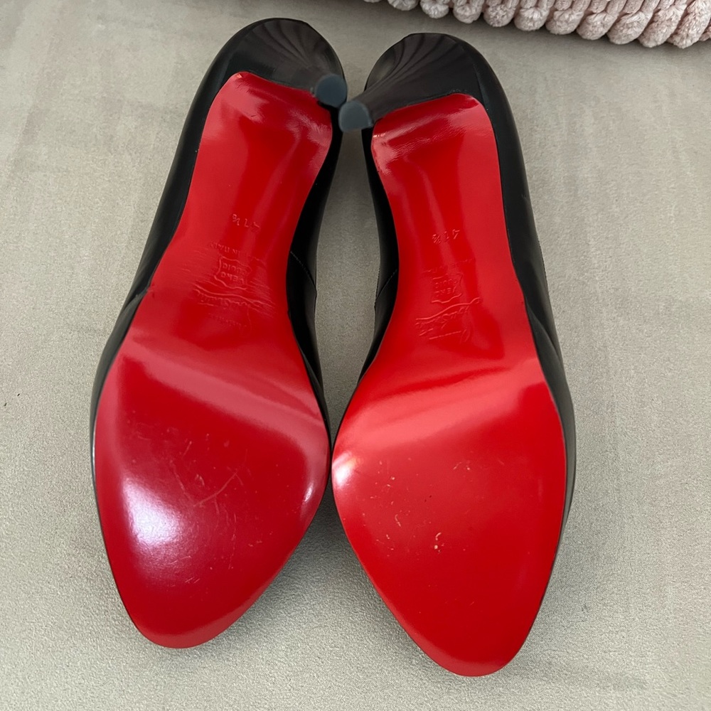 Black Classic Christian Louboutin Yoyo Zappa Calf Peep Toe Pumps Size 41.5 - Picture 2 of 9